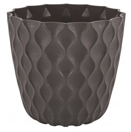 Горшок для цветов InGreen Wave с дренажной сеткой и съемным поддоном 0,65л, D115мм, горький шоколад